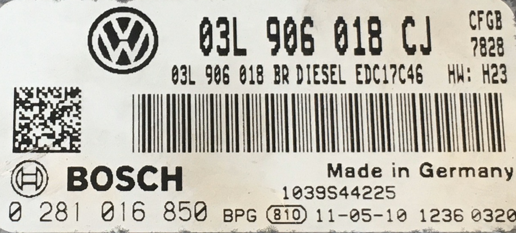 Skoda Superb 2.0 TDI 4X4, 0281016850, 0 281 016 850, 03L906018CJ, 03L 906 018 CJ, EDC17C46, 1039S44225