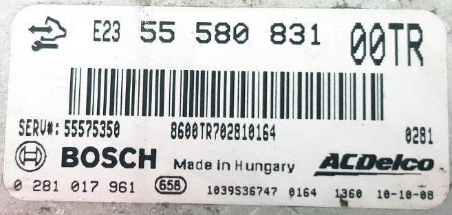 0281017961, 0 281 017 961, 55580831, 55 580 831, 55575350, 00TR 