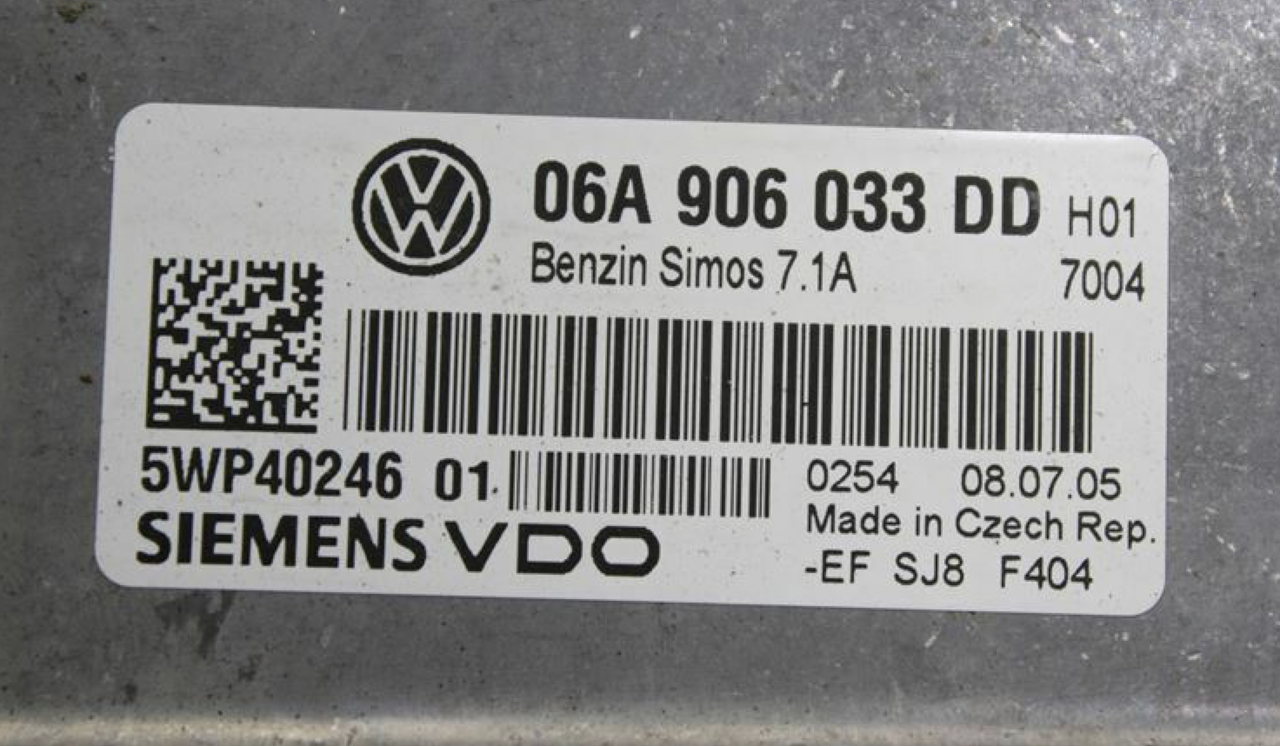 VW, Simos 7.1A, 06A906033DD, 06A 906 033 DD, 5WP4024601, 5WP40246 01