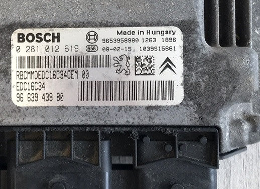 CITROEN Berlingo, PEUGEOT Partner 1.6 HDi, 0281012619, 0 281 012 619, 9663943980, 96 639 439 80, EDC16C34, 1039S15661