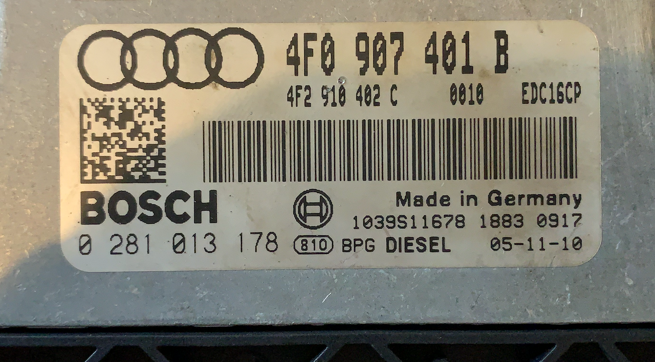 Audi A6 2.7 TDI, 0281013178, 0 281 013 178, 4F0907401B, 4F0 907 401 B, EDC16CP