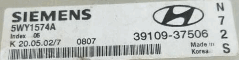 5WY1574A INDEX 05, 39109-37506, 3910937506, N72S