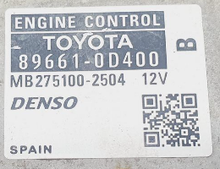 Toyota, MB2751002504, MB275100-2504, 89661-0D400, 89661-0D400, 12V 