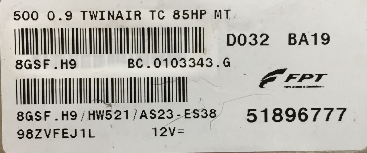 8GSFH9, 8GSF.H9, 51896777, BC0103343G, BC.0103343.G, HW521