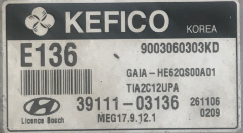 Kia/Hyundai, 9003060303KD, 3911103136, 39111-03136, MEG17.9.12.1