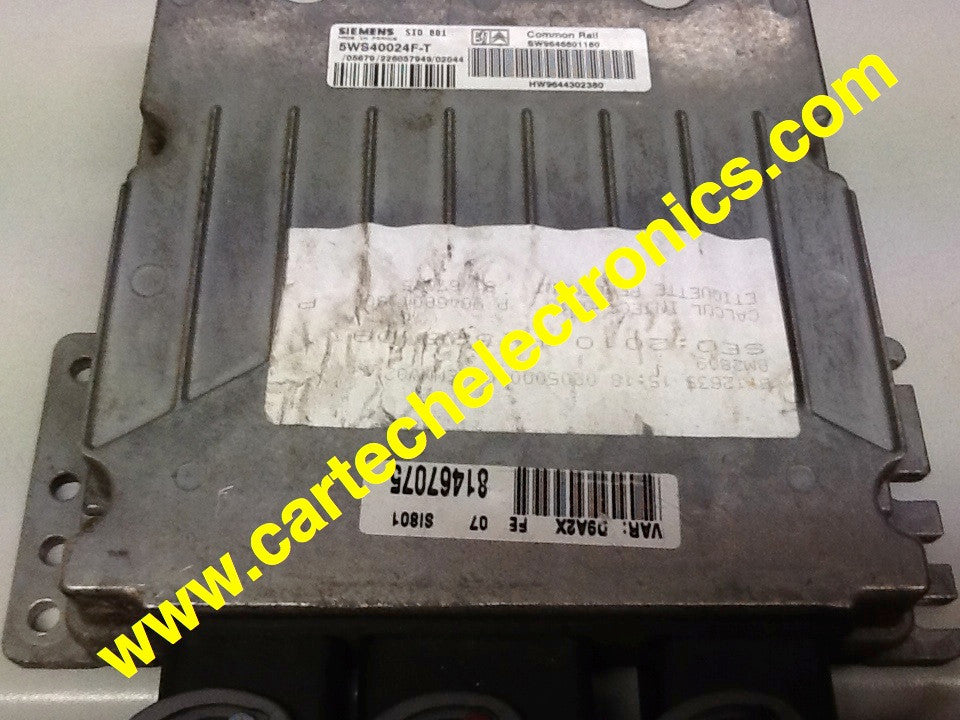 Peugeot 406 2.0L HDi  Citroen C5 2.0L HDi  5WS40024F-T  SW9646801180  HW9644302380  SID 801