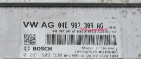 Centralita electrónica de motor Bosch, Seat, 0261S09530, 0 261 S09 530, 04E907309AG, 04E 907 309 AG, MED17.5.25