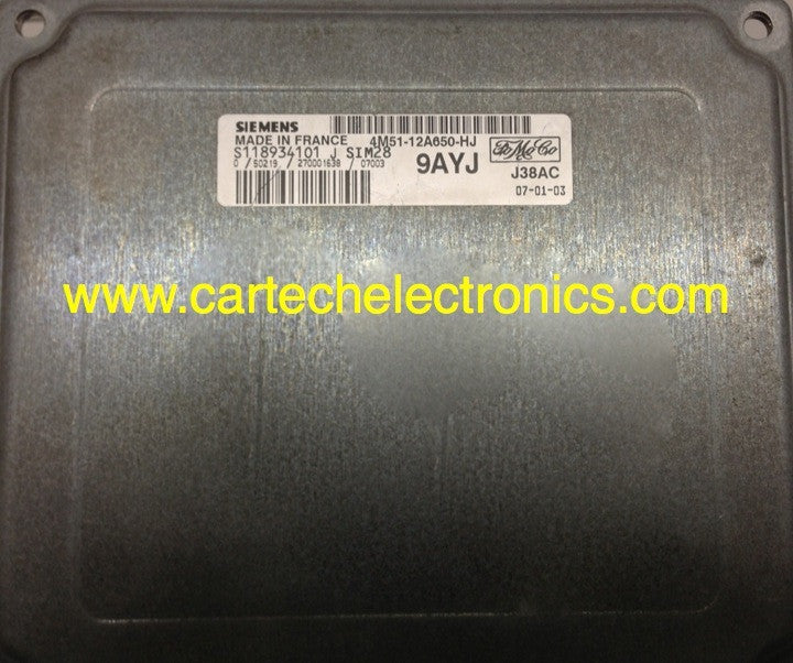 Ford Engine ECU, Siemens, S118934101 J, 4M51-12A650-HJ, SIM28, 9AYJ