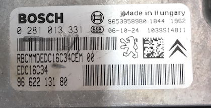 0 281 013 331, 0281013331,  96 622 131 80,  9662213180, EDC16C34