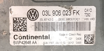 03L906023FK, 03L 906 023 FK, 03L907425C, 03L 907 425 C, 5WP42648 AA, DIESEL SIMOS PCR2.1