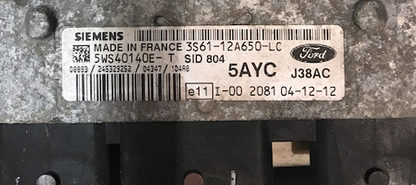 Ford Engine ECU, 5WS40140E-T, 3S61-12A650-LC, 5AYC, SID 804