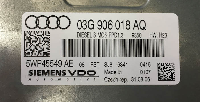 Audi A4 2.0D, PPD1.3, 03G906018AQ, 03G 906 018 AQ, 5WP45549 AE