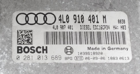 Audi Q7 3.0 TDI, 0281013689, 0 281 013 689, 4L0910401M, 4L0 910 401 M, EDC16CP34