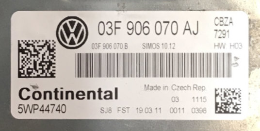 VW/Audi, 03F906070AJ, 03F 906 070 AJ, 5WP44740, SIMOS 10.12