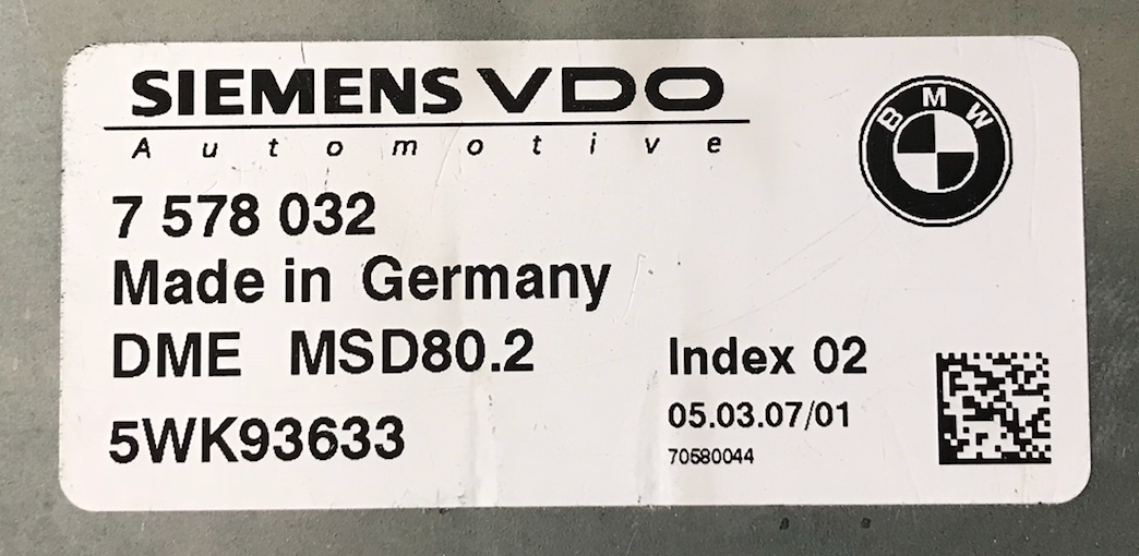 BMW, DME MSD80.2, 7578032, 7 578 032, 5WK93633, INDEX 02