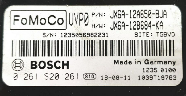 Bosch Engine ECU, Ford Focus EcoBoost 1.0, 0261S20261, 0 261 S20 261, JX6A12A650BJA, JX6A-12A650-BJA, JX6A12B684KA, JX6A-12B684-KA, UPV0