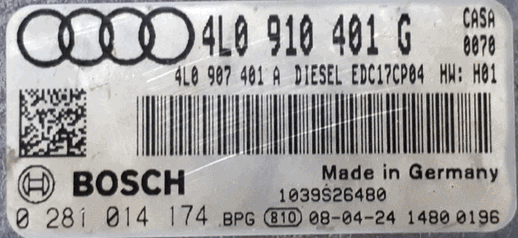 0281014174, 0 281 014 174, 4L0910401G, 4L0 910 401 G, 4L0907401A, 4L0 907 401 A, EDC17CP04